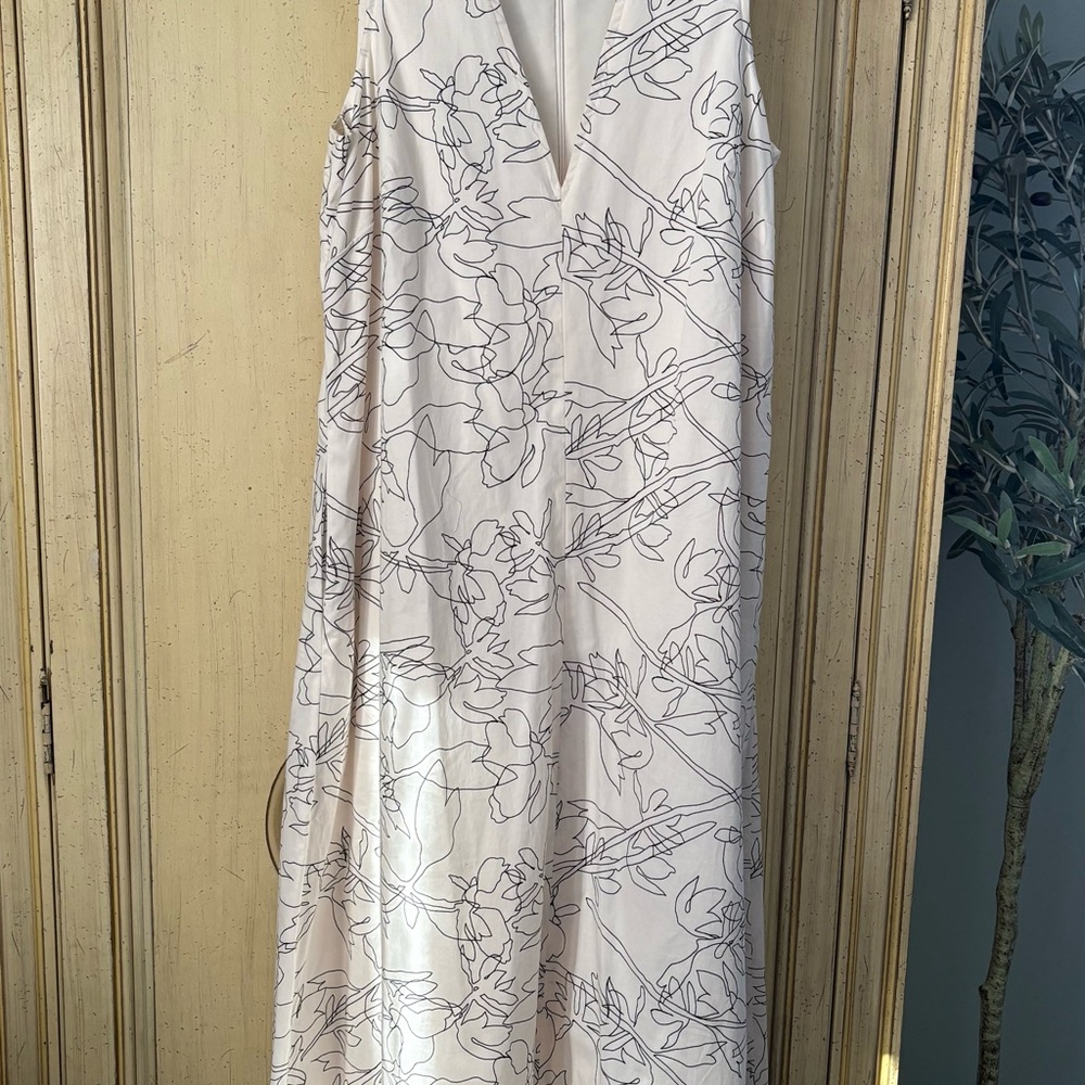 Calvin Klein Cream and Black Floral Maxi Dress